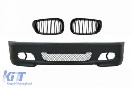 Front Bumper suitable for BMW 3 Series E46 Facelift Sedan Touring (2001-2004) M-Tech Look with Central Grille M Design Piano Black - COFBBME46MT4DWF