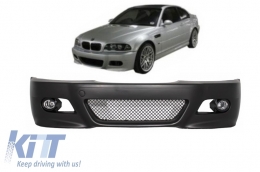 Front Bumper suitable for BMW 3 Series E46 Coupe/Cabrio/Sedat/Estate (1998-2004) M3 Design with Front Bumper Splitters Carbon CSL Design-image-5998433
