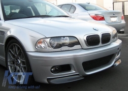 Front Bumper suitable for BMW 3 Series E46 Coupe/Cabrio/Sedat/Estate (1998-2004) M3 Design with Front Bumper Splitters Carbon CSL Design-image-5998445