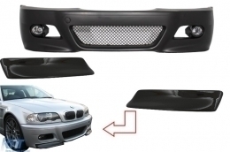 image-51-Front Bumper suitable for BMW 3 Series E46 Coupe/Cabrio/Sedat/Estate (1998-2004) M3 Design with Front Bumper Splitters Carbon CSL Design