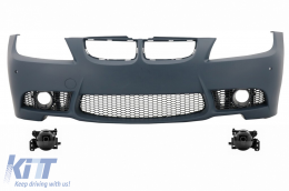 image-29-Front bumper suitable for BMW 3 series E90 Sedan E91 Touring (2004-2008) Non LCI M3 Design with Fog Lights Smoke