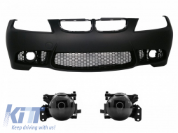 Front Bumper suitable for BMW 3 Series E90 Sedan E91 Touring (2004-2008) Non LCI M3 Design with Fog Lights Smoke - COFBBME90M3