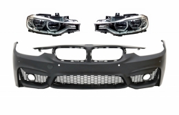 Front Bumper suitable for BMW 3 Series F30 F31 Non LCI & LCI (2011-2018) M3 Sport EVO Design with Full LED Angel Eyes Headlights - COFBBMF30M3DHL