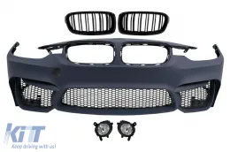 image-76-Front Bumper suitable for BMW 3 Series F30 F31 (2011-2019) with Fog Lamps and Kidney Grilles Double Stripe M3 Design