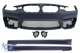 Front Bumper suitable for BMW 3 Series F30 F31 (2011-2019) with Fog Lamps and Side Skirts M3 Design - COFBBMF30M3WFLSS