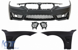 Front Bumper suitable for BMW 3 Series F30 F31 Non LCI & LCI (2011-2018) With Fog Light Projectors and Front Fenders M3 Sport EVO Design - COFBBMF30M3DFLFF