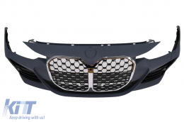 Front Bumper suitable for BMW 3 Series F30 F31 Non LCI & LCI (2011-2018) Conversion to G80 M3 Design Chrome Grille-image-6101205