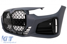 Front Bumper suitable for BMW 3 Series F30 F31 Non LCI & LCI (2011-2018) Conversion to G80 M3 Design Black Grille-image-6101219