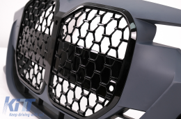 Front Bumper suitable for BMW 3 Series F30 F31 Non LCI & LCI (2011-2018) Conversion to G80 M3 Design Black Grille-image-6101220