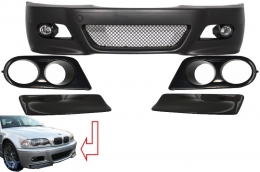 Front Bumper suitable for BMW 3 Series Coupe/Cabrio/Sedan/Estate E46 (1998-2004) M3 Design with Air Ducts Vents and Splitters Carbon CSL Design