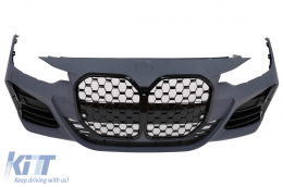 Front Bumper suitable for BMW 4 Series F32 F33 F36 (2013-2017) Coupe Convertible Gran Coupe M4 Design Black Grille-image-6101234