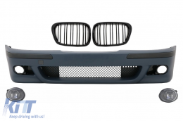 Front Bumper suitable for BMW 5 Series E39 (1995-2003) with Fog Lights and Central Kidney Grilles Double Stripe M5 Look - COFBBME39M5FG