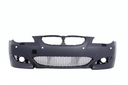 Front Bumper suitable for BMW 5 Series E60 E61 (2003-2007) M5 Design with Central Grilles Double Stripe Piano Black-image-6019419