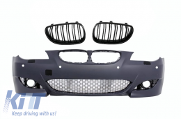 image-74-Front Bumper suitable for BMW 5 Series E60 E61 (2003-2007) M5 Design with Central Grilles Double Stripe Piano Black