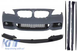 Front Bumper suitable for BMW 5 Series F10 F11  (2011-2014) with Extension Lip and Side Skirts M-Performance Design - COFBBMF10MTPDCSS