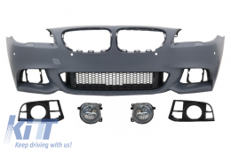 Front Bumper suitable for BMW 5 Series F10 F11 LCI (2015-up) M-Technik Design with LED Fog Lamps - COFBBMF10MTPDCLCI