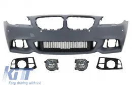 image-3-Front Bumper suitable for BMW 5 Series F10 F11 LCI (2015-up) M-Technik Design with LED Fog Lamps