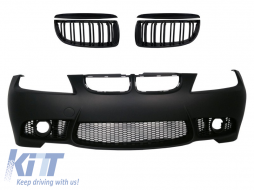 Front Bumper suitable for BMW E90 E91 Non LCI (2004-2008) M3 with Grilles Double Stripe - COFBBME90M3WFDPB
