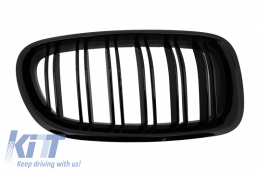 Front Bumper suitable for BMW F10 F11 5 Series (2011-2014) M-Technik Design with Kidney Grilles Double Stripe M Design Piano Black-image-6095952