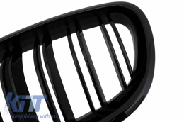 Front Bumper suitable for BMW F10 F11 5 Series (2011-2014) M-Technik Design with Kidney Grilles Double Stripe M Design Piano Black-image-6095954