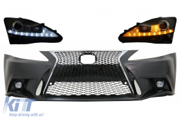 Front Bumper suitable for Lexus IS XE20 (2006-2013) IS F Sport Facelift XE30 2014-up Design and LED DRL Headlights Dynamic Turn Light Signal