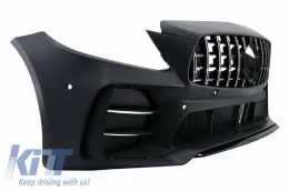 Front Bumper suitable for Mercedes-Benz C-Class C205/W205 14-21 GTR Look (Black Mamba) with Black/Chrome Grille (Black Mamba)-image-6318390