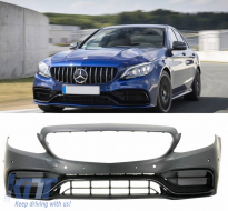 Front Bumper suitable for Mercedes-Benz C-Class W205 S205 A205 C205 Limousine T-Model Coupe Cabriolet 14-21 A Design C63s Facelift Look