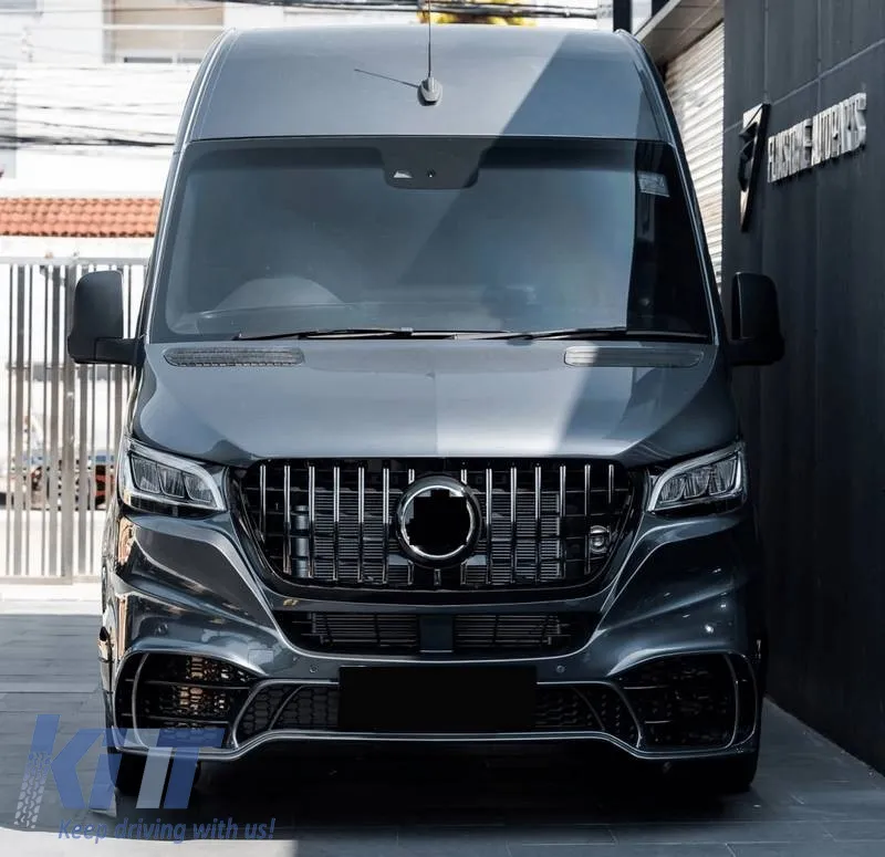 Front Bumper suitable for Mercedes-Benz Sprinter W907 2017-2023 A Design GT Look With Panamericana Grill