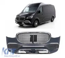 Front Bumper suitable for Mercedes-Benz Sprinter W907 2017-2023 Maybach Look With Grill-image-6324393