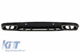 Front Bumper suitable for Mercedes C-Class C205 A205 Coupe Cabriolet (2014-2019) Front Grille GT-R Panamericana with Trunk Boot Spoiler and Rear Bumper Valance Diffuser C63S Design Silver Tips-image-6056821