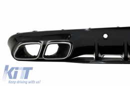 Front Bumper suitable for Mercedes C-Class C205 A205 Coupe Cabriolet (2014-2019) Front Grille GT-R Panamericana with Trunk Boot Spoiler and Rear Bumper Valance Diffuser C63S Design Silver Tips-image-6056822