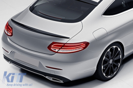 Front Bumper suitable for Mercedes C-Class C205 A205 Coupe Cabriolet (2014-2019) Front Grille GT-R Panamericana with Trunk Boot Spoiler and Rear Bumper Valance Diffuser C63S Design Silver Tips-image-6073594