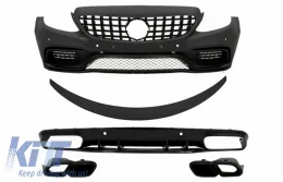 image-61-Front Bumper suitable for Mercedes C-Class C205 A205 Coupe Cabriolet (2014-2019) with Trunk Boot Spoiler and Rear Bumper Valance Diffuser C63S Design All Black