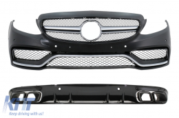 Front Bumper suitable for Mercedes C-Class C205 A205 Coupe Cabriolet (2014-2019) with Rear Bumper Valance Diffuser C63S Design - COFBMBW205AMGRDFB