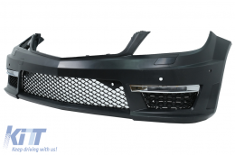 Front Bumper suitable for Mercedes C-Class W204 (2012-up) C63 Facelift Look with Front Grille GT-R Panamericana Chrom-image-6046578