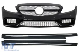 image-61-Front Bumper suitable for Mercedes C-Class W205 S205 (2014-2018) C63 Design with Side Skirts Sport