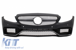 Front Bumper suitable for Mercedes C-Class W205 S205 (2014-2018) C63 Design with Side Skirts Sport-image-6020309