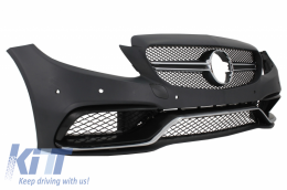 Front Bumper suitable for Mercedes C-Class W205 S205 (2014-2018) C63 Design with Side Skirts Sport-image-6020310