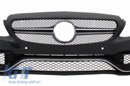 Front Bumper suitable for Mercedes C-Class W205 S205 (2014-2018) C63 Design with Side Skirts Sport-image-6020312