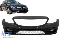 Front Bumper suitable for Mercedes C-Class W205 S205 (2014-2020) Limousine T-Model Coupe Cabriolet C63 Design Without Front Grille-image-6107832