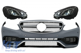 image-64-Front Bumper suitable for Mercedes E-Class W212 S212 Facelift (2013-2016) E63 Design with Headlights LED Xenon Design