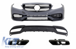 image-79-Front Bumper suitable for Mercedes E-Class W212 S212 Facelift (2013-2016) with Rear Diffuser Exhaust Tips for Sport Pack Black Edition