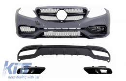image-0-Front Bumper suitable for Mercedes E-Class W212 S212 Facelift (2013-2016) with Rear Diffuser Exhaust Tips for Sport Pack Black Edition