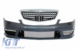 Front Bumper suitable for Mercedes S-Class W221 (2005-2012) with Single Frame Front Grille S63 S65 Design - COFBMBW221S65MBH
