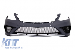 Front Bumper suitable for Mercedes S-Class W222 (2013-06.2017) S63 Design with Central Grille Piano Black-image-6018498