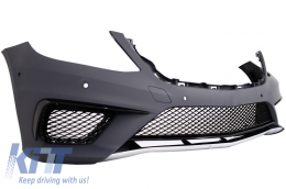 Front Bumper suitable for Mercedes S-Class W222 (2013-06.2017) S63 Design with Central Grille Piano Black-image-6018499