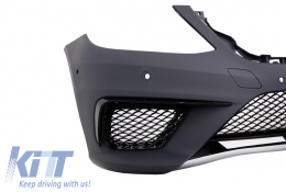 Front Bumper suitable for Mercedes S-Class W222 (2013-06.2017) S63 Design with Central Grille Piano Black-image-6018500