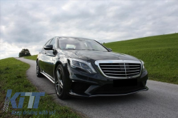 Front Bumper suitable for Mercedes S-Class W222 (2013-06.2017) S63 Design with Central Grille Piano Black-image-6018507
