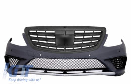 Front Bumper suitable for Mercedes S-Class W222 (2013-06.2017) PDC with Front Grille Black S63 Design - COFBMBW222AMGS63BB