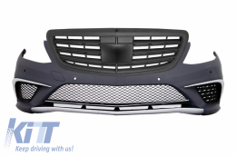 image-76-Front Bumper suitable for Mercedes S-Class W222 (2013-06.2017) S63 Design with Central Grille Black